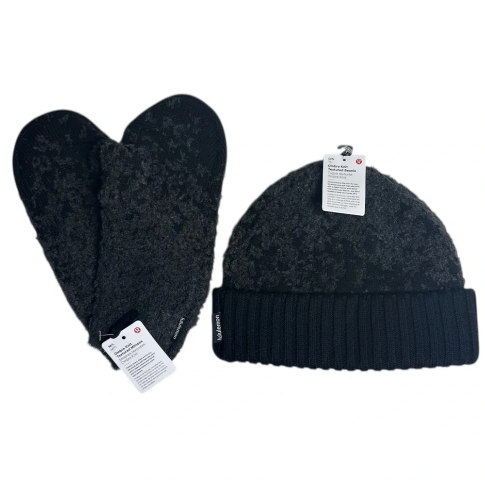 Lululemon Beanie + Mittens Set | Black & Graphite Grey | ONE SIZE/ML